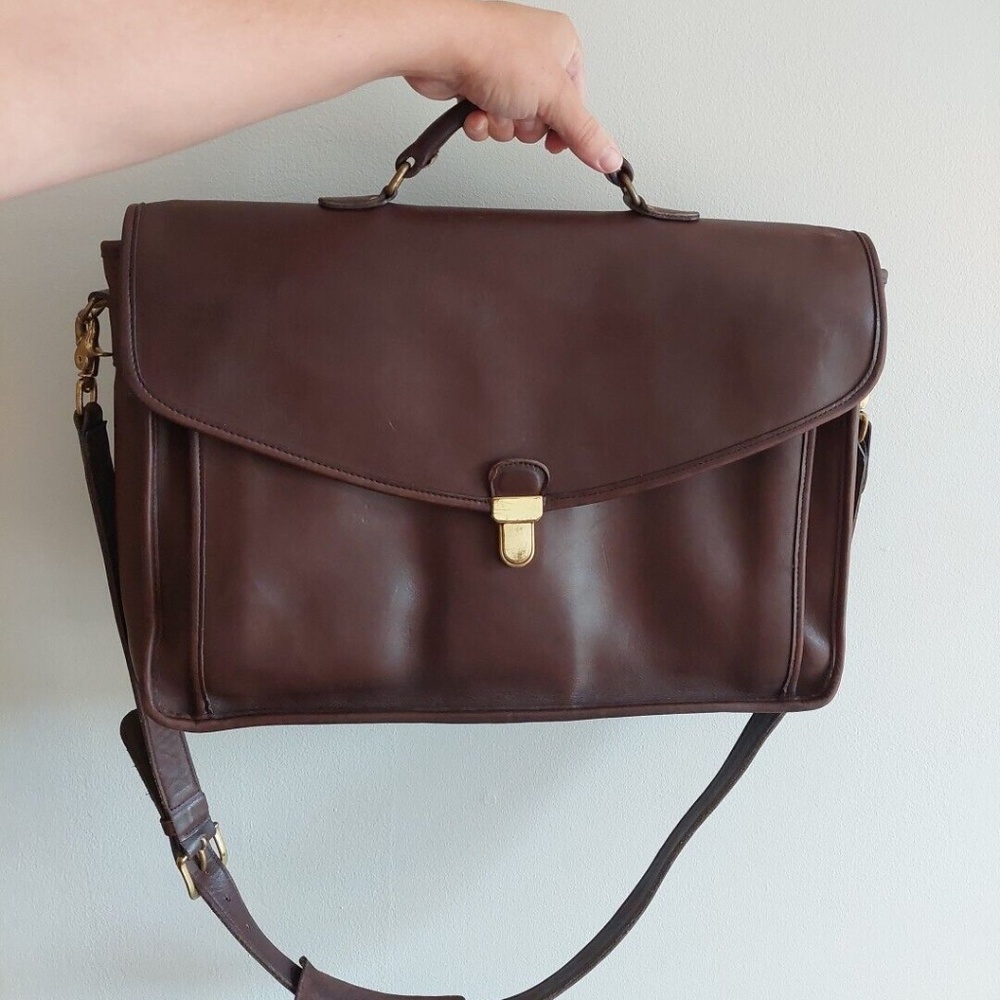 Vintage COACH Metropolitan Chocolate Brown Leather Briefcase messenger Bag